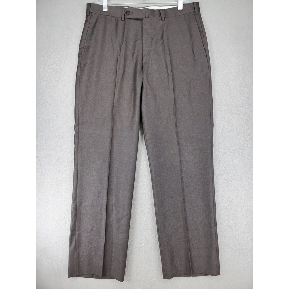 Ermenegildo Zegna Dress Pants 34x29 Brown Wool Flat Front Straight Luxury Italy